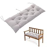 Warmiehomy Garden Bench Cushion 2/3 Seater, Waterproof Bench Seat Cushion 120cm with Non-Slip Straps, 8CM Thick Garden Bench Padded Cushion, Rectangle Dining Bench Seat Pads Outdoor Indoor(Light Grey)