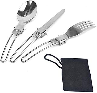 Star-Art Folding Spoon Fork Knife Set - Portable 3 in 1 Folding Dinner
