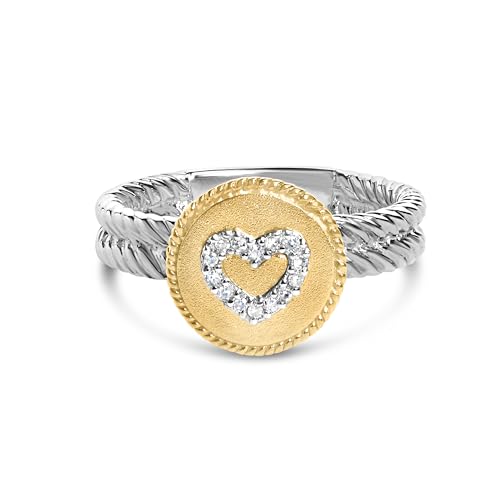 Haus of Brilliance 18K Yellow Gold Plated .925 Sterling Silver Diamond Heart Ring with Satin Finish (I-J Color, SI1-SI2 Clarity) - Ring Size 6