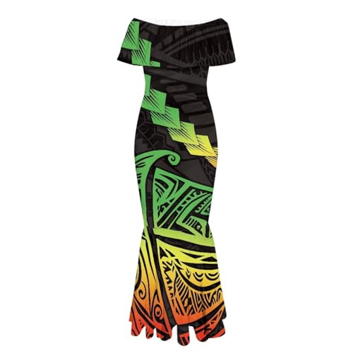 Image of Polynesian for Women S-7XL Off Shoulder Maxi Dress Hawaiian Summer Dresses