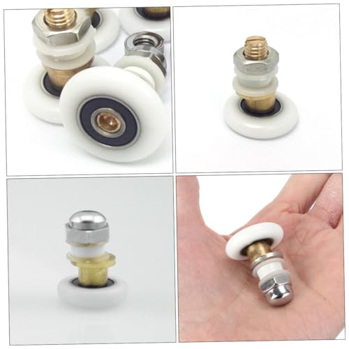 Rodillos de acero inoxidable con poleas de nylon silenciosas para mamparas, 4 piezas 4