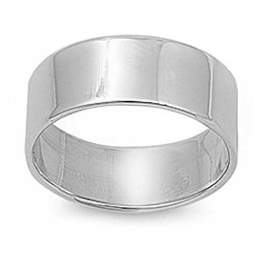 Oxford Diamond Co Flat Plain Solid Wedding Band 10MM .925 Sterling Silver Ring Sizes 5-12 (9)