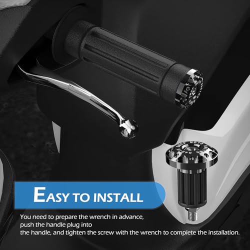 Image of 2 PCS Motorcycle Bar End Plug, Aluminum Alloy Handlebar Grip End Caps for Electric Car Scooters, Off-Road Motorcycles (Black)