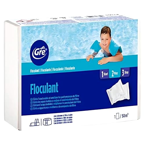 Gre 76044 - Cartuchos de floculante, acción clarificadora del Agua de Piscina. Tratamiento para Piscinas de Todo Tipo. 1 Kilo, Cartuchos 125 Gramos.
