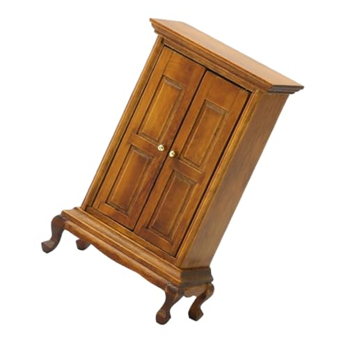 ifundom Mini de Muñecas Armario Doble Puertas de Madera Estilo Europeo Minimalista con de Almacenamiento para Decoración y Coleccionables