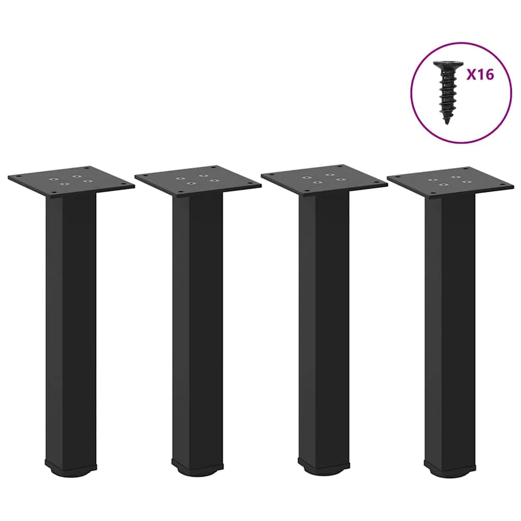 Gambe del tavolo 4 pz 30-32 cm acciaio verniciato a polvere nero per