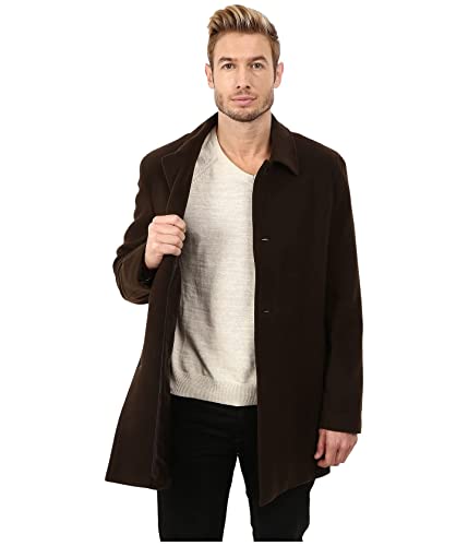 Image of Cole Haan Men's Cashmere Blend Single Breasted Classic Coat With Shirt Collar