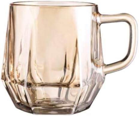 Exquisite Simple Fashion Hexagonal Glass Cup with Handle Home Drinking Glasses Tea Mug Milk Coffee Cup Morning Tumbler 280ml/9.9oz Practical