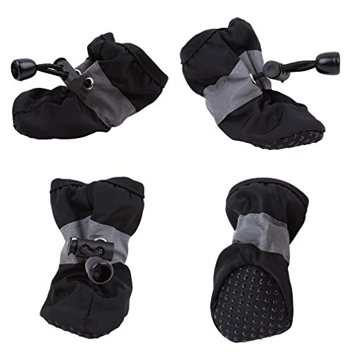 4 wasserdichte Hundeschuhe, schützende Hundeschuhe, rutschfeste Schuhe, Pfotenschutz, Stiefel für Haustiere, Katzen, Hunde, S, Schwarz