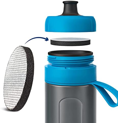 BRITA Marella fridge water filter jug for reduction of chlorine, limescale and impurities, Includes 3 x MAXTRA+ filter cartridges, 2.4L -graphite & Water Filter Bottle Active, Blue, 600ml