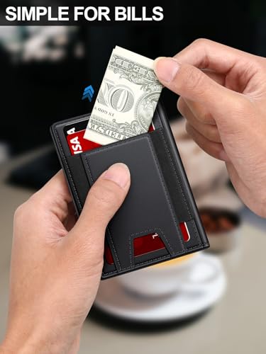 Wallet for Men Slim Leather Wallets for 9-13 Cards, RFID Blocking Thin Card Holder Wallet with ID Window & Stretchable Cash Slot, Minimalist Bifold Small Wallet for Front Pocket, Birthday Gift for Men4