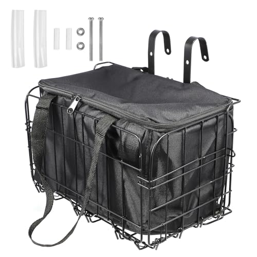 2 Paniers pour VTT en Métal avec Sac Amovible Grande Capacité pour Vélo Pliant
