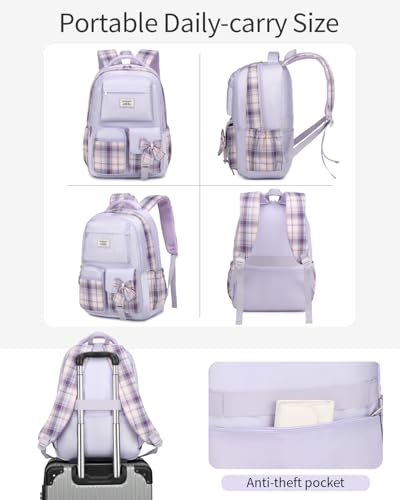 Image of Teen Girls Bookbag, Big Student School Backpack for Middle High School College Women Cute Schoolbag for Girls Teenage Back Pack (Purple)