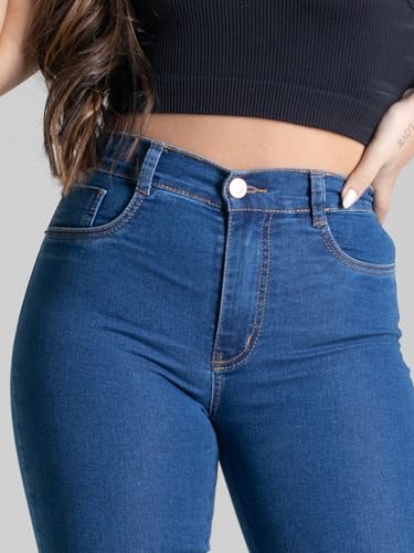 Calça Jeans Feminina Sawary Boca de Sino Flare Boot Cut Lycra Elastano Confortável Moda Feminina Rou