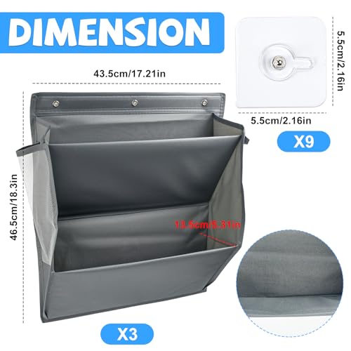 Zuxbolf 3 Stück Schuhregal für Wohnmobile Schuhschrank Hängend mit 2 Tiefen Taschen Schuhorganizer aus Oxford Stoff Schuhaufbewahrung Schuhhalter für Camping Schrank Über Tür Lagerung Organizer(Grau)