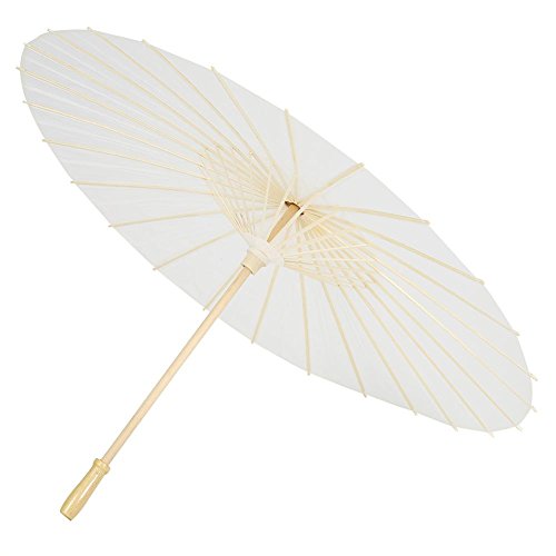 Zerodis Papier Parasol Chinois/Japonais Parapluie en Papier Blanc DIY Peinture Parapluie Décoratif De Mariage De Mariée Parti Décor Photo Prop