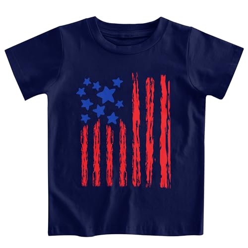 Kids Flag Shirt 1-8 Years Boys 4th of July Tee Funny Construction Patriotic T-Shirt Outfits for Child