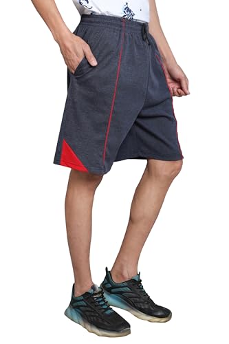 Image of Particle Men's Plus Size Hosiery Corduroy Cotton Bermuda Shorts | 230 GSM Ribbed Fabric | Big Size Casual Half Pants with Pockets for Walking, Gym & Lounge (XL-5XL)
