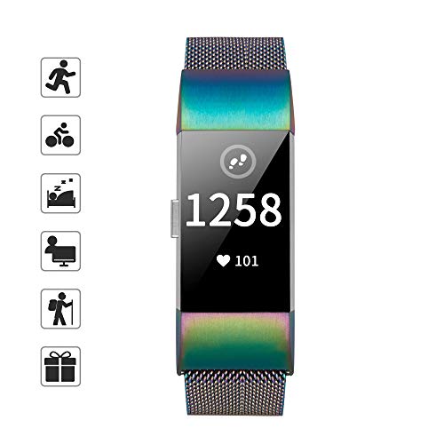 TOMALL Metal Bands Compatible for Fitbit Charge 2,Stainless Steel Metal Replacement Wristband
