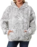 Eutten Womens Camo Hoodies Maple Leaf Print Oversized Sweatshirt Pullover Sweatshirts Long Sleeve with Pocket Fall Outfits