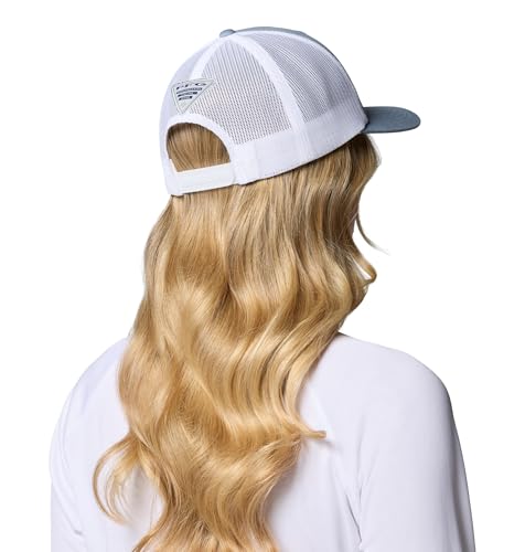 Image of Columbia Unisex Unisex PFG Fish Flag Mesh Snap Back Hat, Dockside Blue /White /Fish Flag, One Size