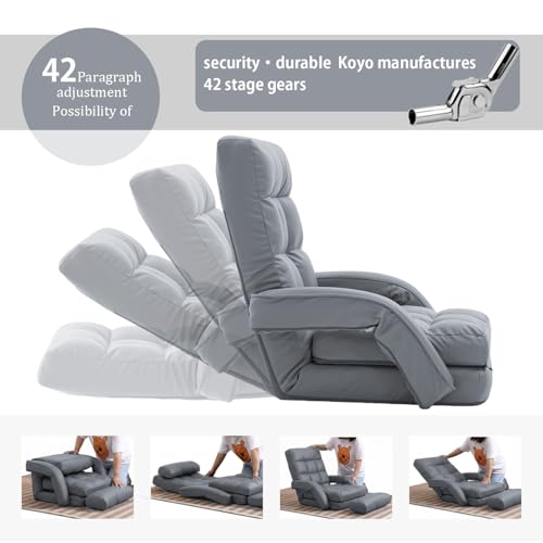 Sillón plegable ajustable gris miniatura 6