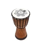 decal arts Tambor de yembe hecho a mano con parte superior ancha, 30 cm