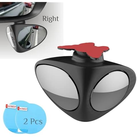 Crazy Bean Car Blind Spot Mirror with 2pcs Rearview Mirror Protective Film Auxiliary Double-Sided Mirror for Reversing Parking Wide Range of Sight- Essential for Driving Safety, 7.5×5.5cm, Black Cover