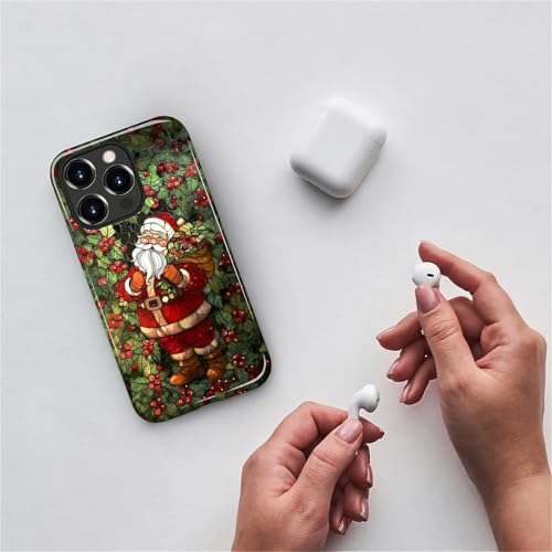 Akinmi Case for iPhone 15 Pro,Wild Fruit Christmas Santa Claus Exquisitely Pattern Double Protective Phone Cover Cases Soft Silicone for iPhone 15 Pro - image 6