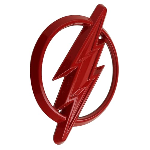 Image of Fan Emblems The Flash 3D Car Emblem - Classic Logo Auto Badge - Color: Red Chrome - Size: 3.5 x 1.9 x 0.2 inches - Officially Licensed DC Car Accessories