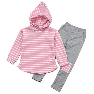 Ritatte Toddler Girl Fall Outfits Striped Hoodie Pants 2PCS Sweatsuit Set Kids Baby Winter Clothes Jogging Suits for 2-6Y