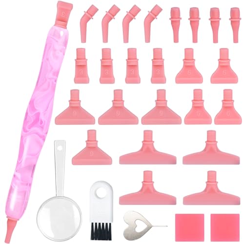 Praise V Do 5D Diamond Painting Art Drill Dot Bead Screw Pen Only Tool Accessory Kit, Rhinestone Gem Picker for Adults Diamond Painting Nail Art Decoration Pink