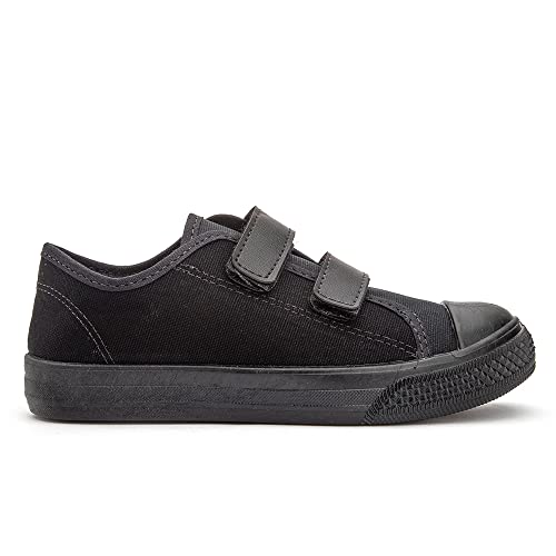 Tenis Infantil Unissex Escolar em Lona Preto com Velcro Resistente Leve Macio (29/30)