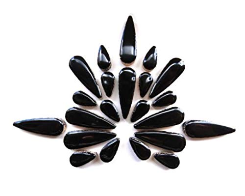 50 Pcs Black Teardrop Flower Petal Leaf Shaped Ceramic High Gloss Mosaic Tiles Mosaic Making Supplies #TOP21