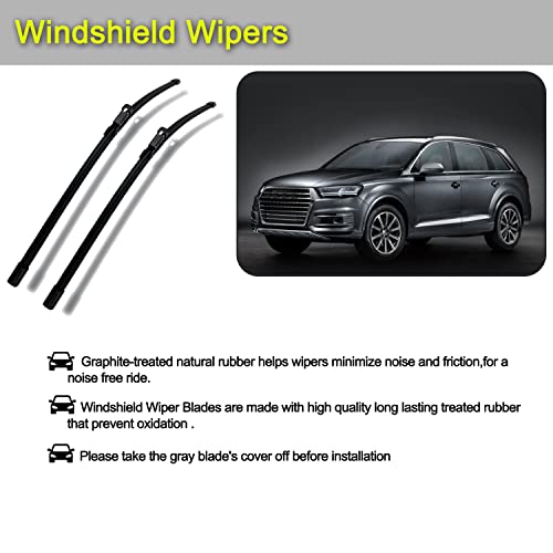 Front Right Passenger Side Windshield Wiper Arm 4L1955408B1P9; & 2 Wipers Blade Set Pinch Tab 26"/26" & Rear Wiper Arm Blade, Replacement For Audi Q7 2006-2016 Add All Three To Cart Excellent Value. #TOP2