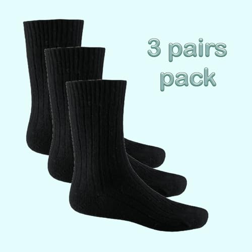 YUN 3 Pairs Men's Pure 100% Wool Traditional Crew Warmer Boot Winter Socks2