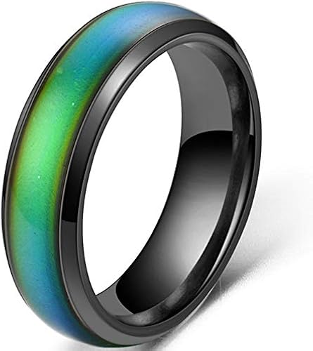 4mm Stainless Steel Temperature Sensative Color Changing Wedding Band Mood Ring (Black, 5)
