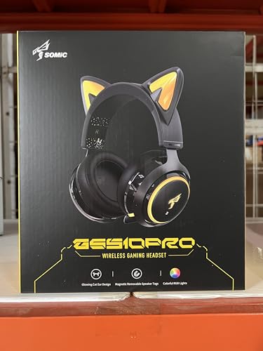 SOMiC Wireless Gaming Headset, Bluetooth Headset for Smartphone, Retractable Mic, 7.1 Surround Sound, 50mm Drivers, RGB Lighting, Cute Cat Ear Headphones for Girls Black - Image 11