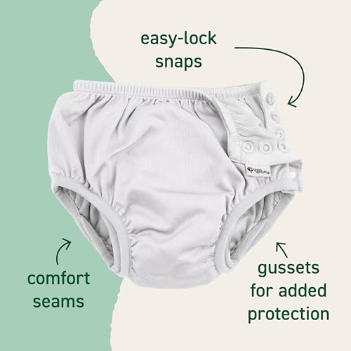Image of green sprouts Reusable Snap Swim Diaper, New White, 6 Months