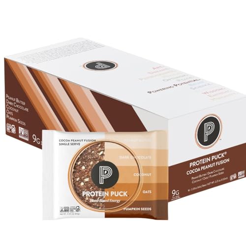 Protein Puck Plant Based Bars 16 Count 2.25 oz Single Serve Cocoa Fusion