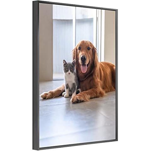 GENTLE DEER Custom Canvas Prints with Your Photos - Customized Canvas Prints Personalized Pictures Gifts with Wooden Photo Frame for Couples Family Friends Pet Baby (Black, 12" x 16") Cover