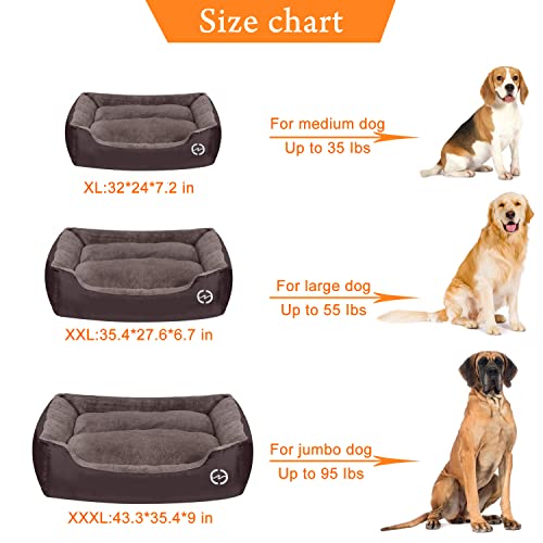 FRISTONE-Dog-Beds-Large-Washable-Pet-Basket-Orthopedic-Kennel-Bed-for-Large-Dogs-Deluxe-Fleece-Cushion-Blanket-XXL-Brown-354x276in