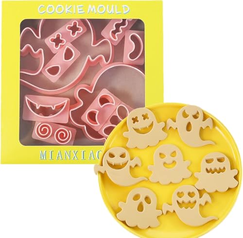 Halloween Ausstechformen Set 3D Kunststoff Halloween Keksausstecher 3D Plätzchen Ausstecher Halloween Keksausstecher Geprägt Fondant Ausstechformen für Halloween Partyzubehör Dekorationen