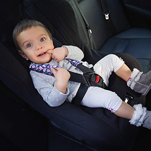 Image of Baby Car Seat Belt Covers, Floral Stroller Seat Strap Covers, Car Seat Straps Shoulder Pads for Girls Boys, Minky Seat Belt Protectors for Car Seats /Pushchair, for Kids Newborn Infants Toddlers