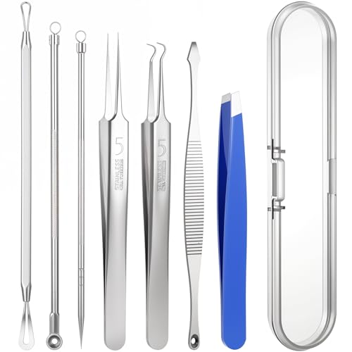 7 herramientas para eliminar puntos negros, herramienta extractora de espinillas curvadas, kit de pinzas de acero inoxidable para eliminar espinillas y acné, kit profesional para eliminar espinillas y