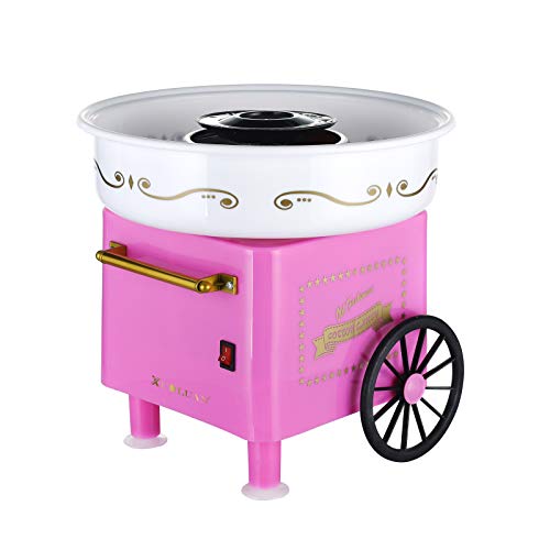 XUALUAN Cotton Candy Machine- Small Retro Cotton Candy Maker Suitable for Home with White Protective Cover for Making Cotton Candy Sugar