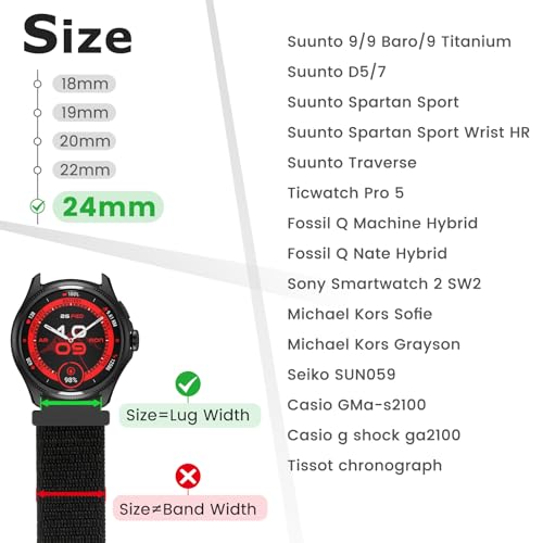 AVOD 24mm Nylon Sport Quick Release Watch Band Compatible with Garmin Venu X1/TicWatch Altas/TicWatch Pro 5/Pro 5 Enduro/COROS Nomad/iTouch AIR 4 41mm 46mm/AIR 3 44mm/Suunto 9/9 Baro/9 Titanium by AVOD - Used condition - Image 2