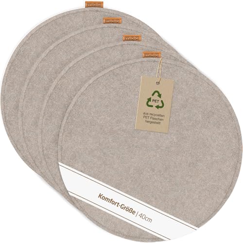 Miqio Design Filz Sitzkissen XL Rund mit Antirutschnoppen | 40cm | 4er-Set | Indoor und Outdoor | Nachhaltig aus recycelten PET Flaschen | Waschbare Stuhlkissen rutschfest | beige Miqio Design Filz Sitzkissen XL Rund mit Antirutschnoppen | 40cm | 4er-Set | Indoor und Outdoor | Nachhaltig aus recycelten PET Flaschen | Waschbare Stuhlkissen rutschfest | beige