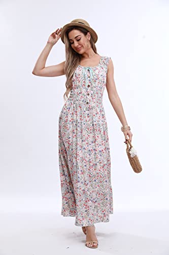 Image of OSTOO Women's 2026 Summer Boho Floral Print Tiered Casual Flowy Long Maxi Dress