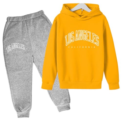 Survêtement sweat à capuche enfant jaune sans irritation